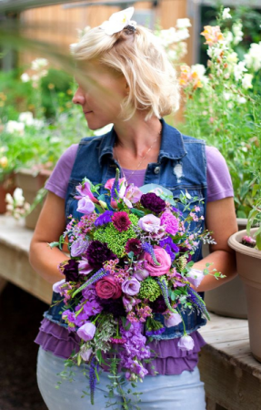 Purple Cascading Bouquet  in Warsaw, IN | ANDERSON FLORIST & GREENHOUSE