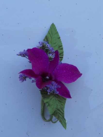 Purple Dendrobium Orchid with Limonium  