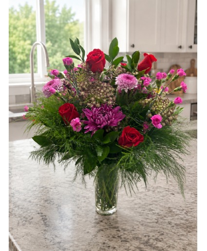 Fall Dreams Red Roses & Purple Fillers