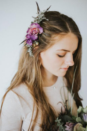 Purple floral Hair comb Hair flowers