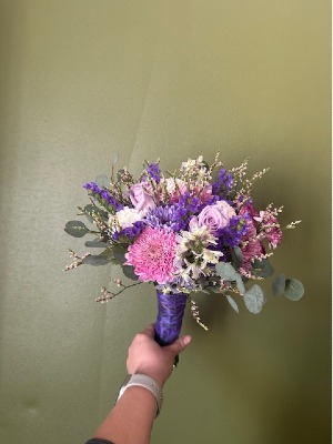 PURPLE FLOWER  hand tied prom bouquet /HOMECOMING