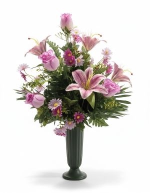 Purple Harmony Silk Cemetery Vase SC-103 Silk Arrangement