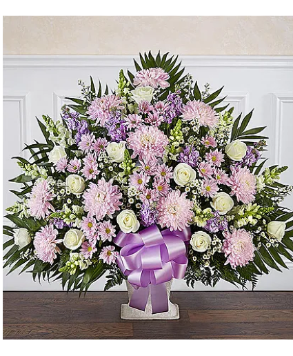 PURPLE IN REMEMBRANCE ARRANGEMENT FUNERAL FLOWERS