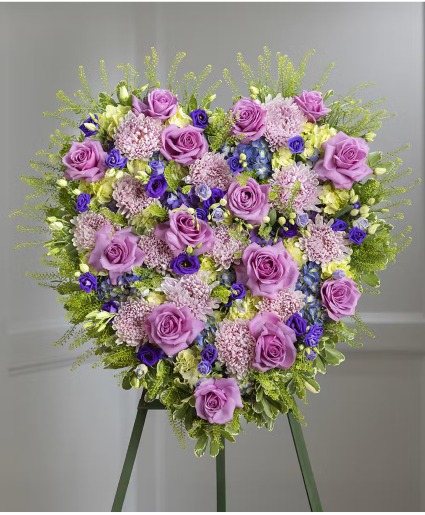 Purple & Lavender Garden Sympathy Heart Design 