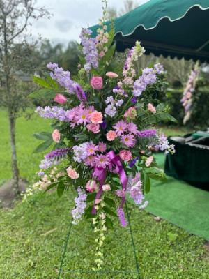 Purple Love Standing spray of all purple and pink flowers