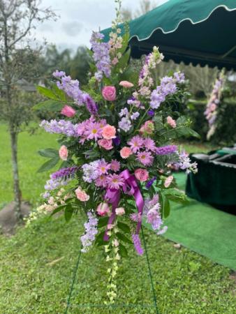 Purple Love Standing spray of all purple and pink flowers