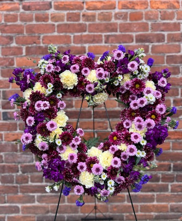 Purple Loving Heart Standing Easel in La Grande, OR | FITZGERALD FLOWERS