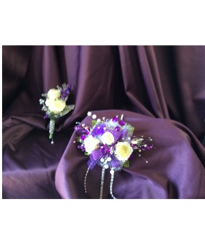 Purple Passion Corsage and Boutonnière Set Cut Flowers