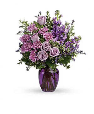 Lavender Haze Mixed Vase Arrangement of Purples and Lavenders.