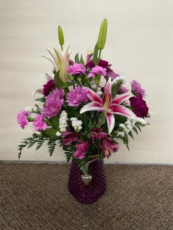 Purple Passion Vase   FHF-VD73 Fresh Vase Arrangement (local delivery only)