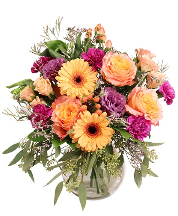 Purple & Peach Parade Floral Arrangement in Riverside, CA | Willow Branch Florist of Riverside