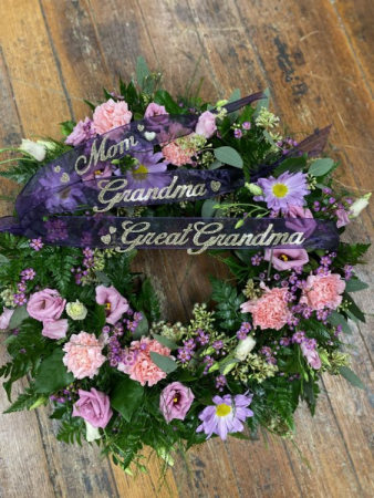 Purple & Pink Sympathy Wreath Sympathy Wreath