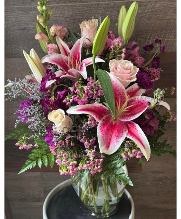 Purple Romance Flower Arrangement in Moncks Corner, SC | Mama and Me Flowershack