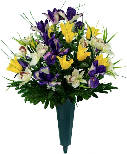 Purple Silk Grave Flowers 