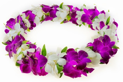 Purple & White Lei 