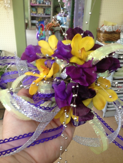 Purple & Yellow Wristlet Corsages