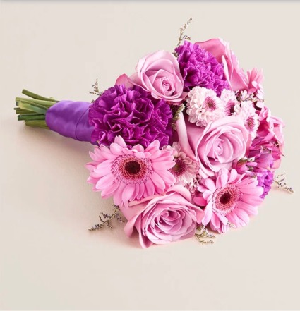 purple/lavender prom flowers hand tied prom bouquet 