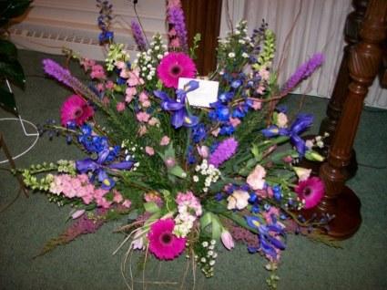 Purples And Pinks Floor Basket Sympathy Design