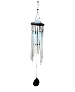 Quality Hand Tuned Wind Chime Wooden disc to hold as well as wooden finale at base 