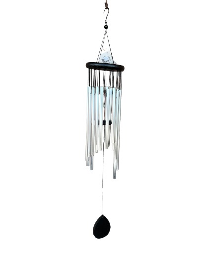Quality Hand Tuned Wind Chime Wooden disc to hold as well as wooden finale at base 