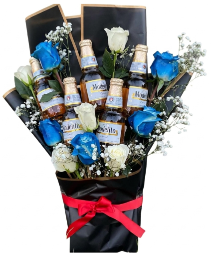 R3: Father's Day Bouquet 10 roses, baby breath and 5 beer's