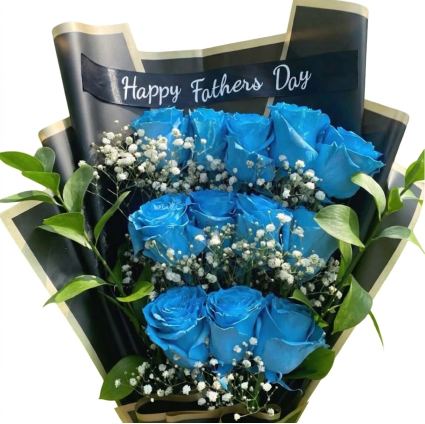 R4: Father's Day Bouquet 12 roses with baby breath etc., and ribbon