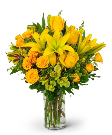 Radiant Dawn Flower Arrangement in Nevada, IA | Flower Bed