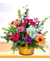 Radiant: Pink and Purple  Basket Arrangement