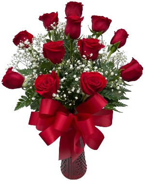 Radiant Red Roses Vase Arrangement