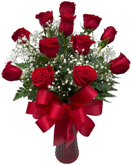 Radiant Red Roses Vase Arrangement
