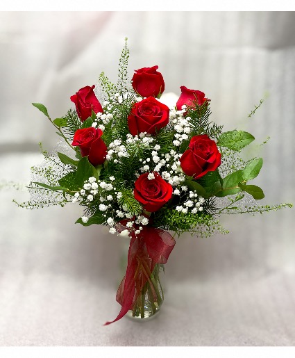 Radiant Ruby Roses Vase arrangement.