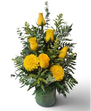 Radiant Yellow Rose Delight Rose Arrangement