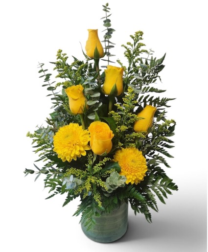 Radiant Yellow Rose Delight Rose Arrangement