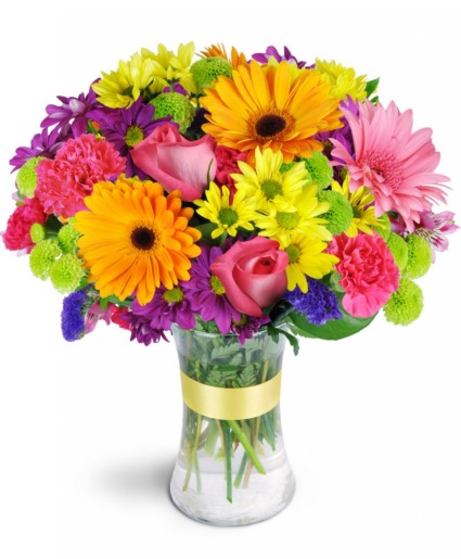RAINBOW OF BLOOMS Vase Arrangement