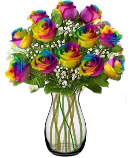 Rainbow Rose Arrangement Rose