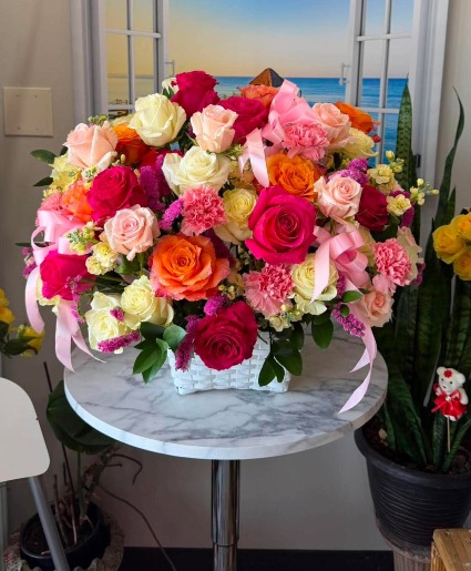 Rainbow Rose Basket 