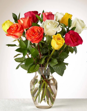 Multi-Color Rose Bouquet Dozen mixed color roses
