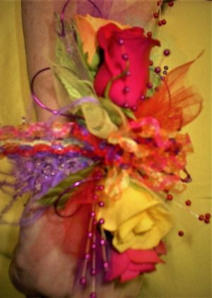 Rainbow  wrist corsage
