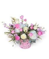 Ranunculus and Pearls Basket 