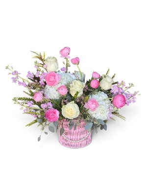 Ranunculus and Pearls Basket 