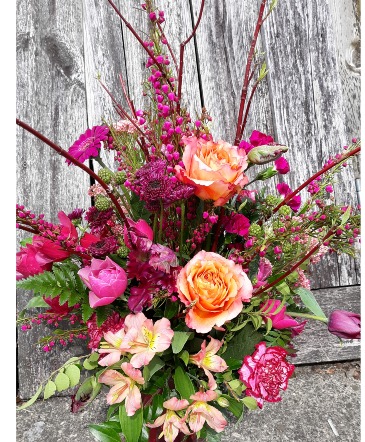 Raspberry Delight Flowers in a vase in Ithaca, NY | BUSINESS IS BLOOMING