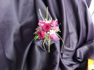 RASPBERRY ROYALE WRIST CORSAGE