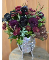 Dark Romance  Fall Floral Skeleton Vase 