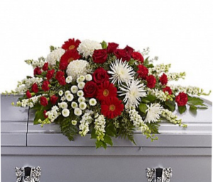 Red and White Casket Spray Casket Spray 