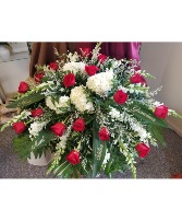 Red and White Casket Spray Casket Sprays