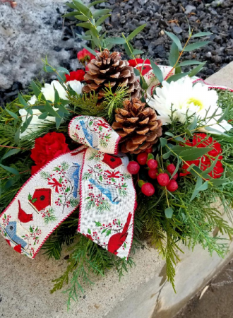 red and white centerpiece 