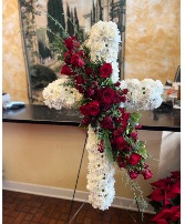 RED AND WHITE CROSS Flower Arrangement
