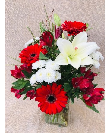 Red and White Delight Fresh Vase Arrangement in Coleman, WI | COLEMAN FLORAL & GREENHOUSES