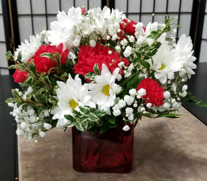 Red And White Delight Valentine Arrangement