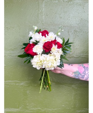 Red and White Handheld Bouquet 